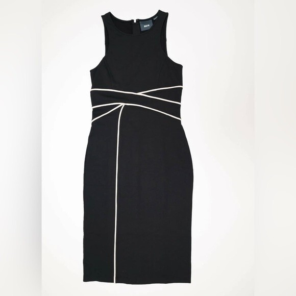 Anthropologie Maeve Cavatina Sheath Sleeveless Piping Little Black Dress Size 4 - Picture 3 of 6